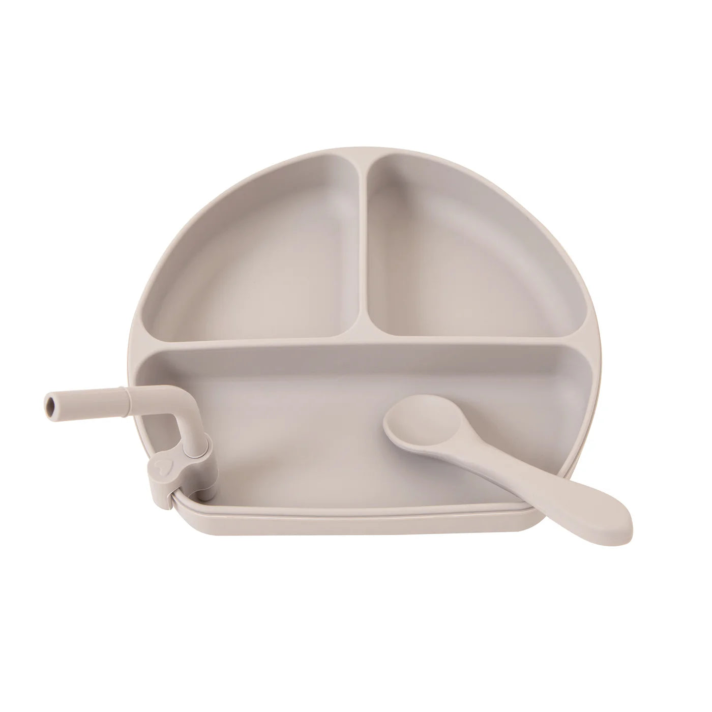 All 4 Ella Silicone Plate with Straw & Spoon - Stone