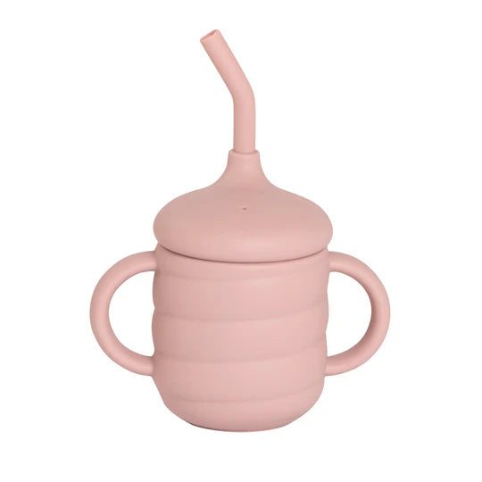 All 4 Ella Silicone Sippy Cup with Straw Dusty Pink