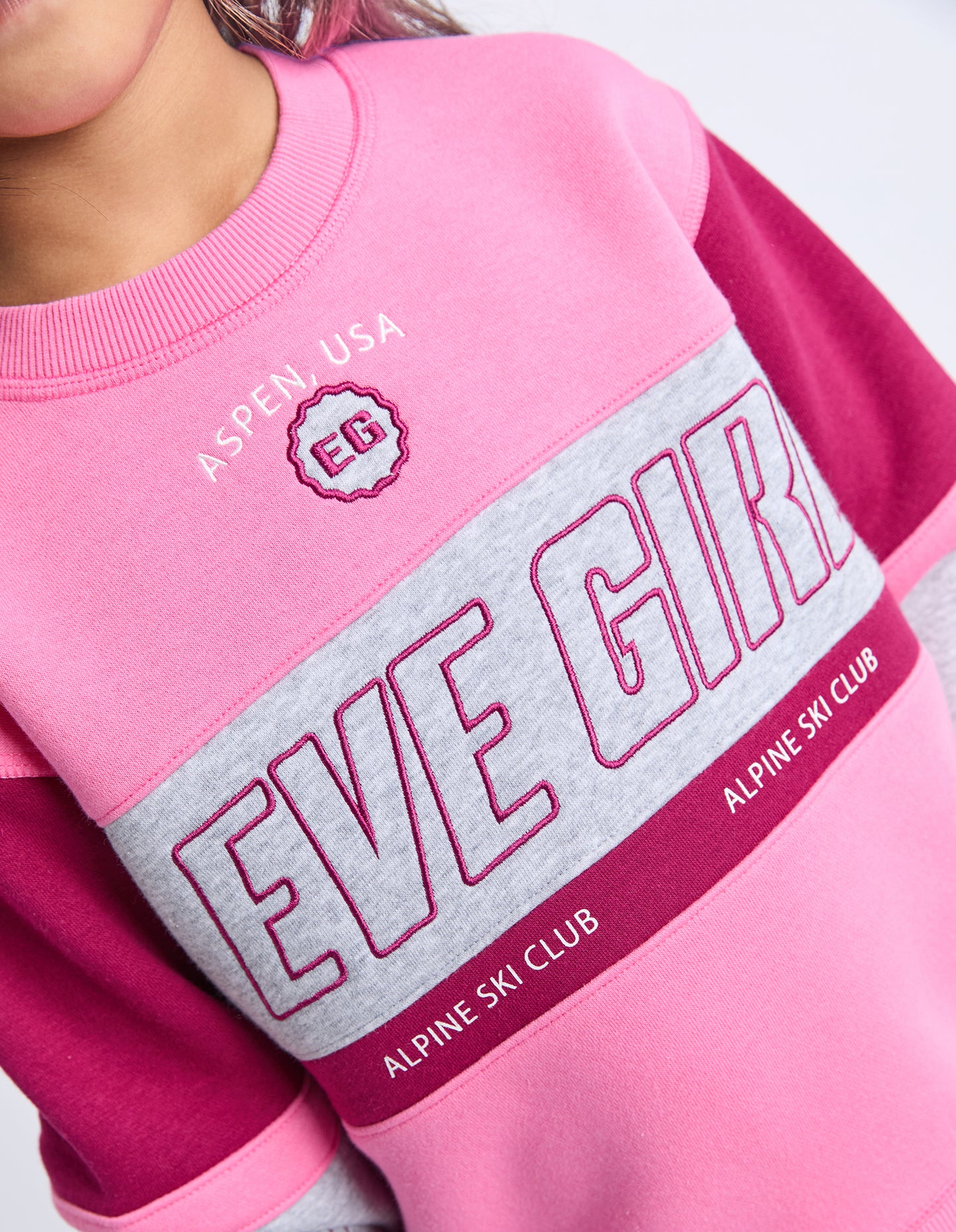 Eve Girl Alpine Panelled Crew Pink