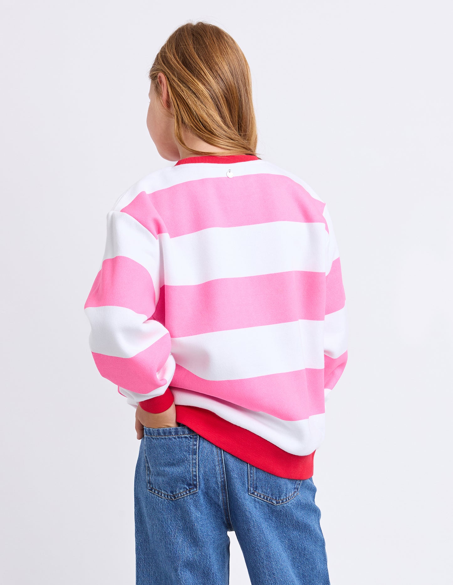 Eve Girl Contrast Stripe Crew Pink