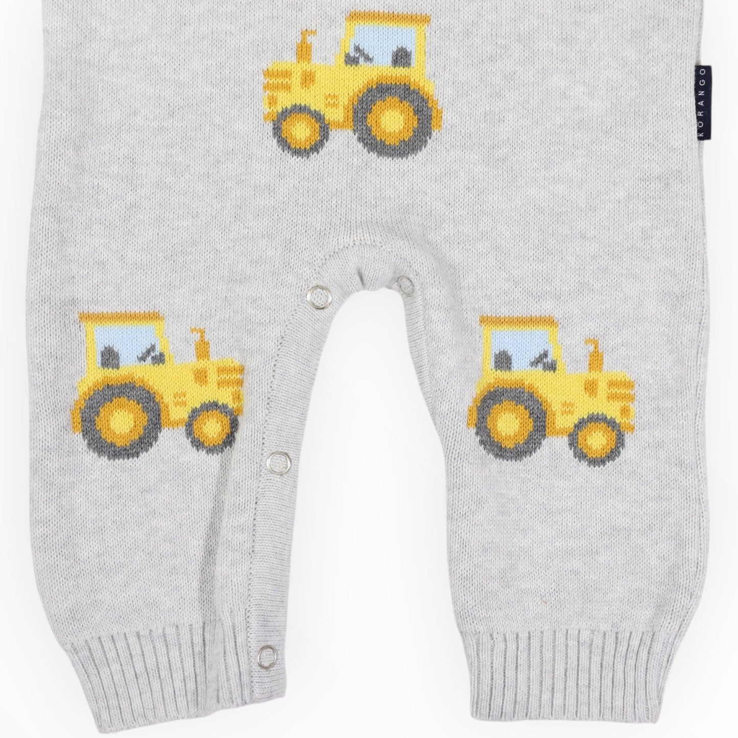 Korango Tractor Knit Romper Grey Marle