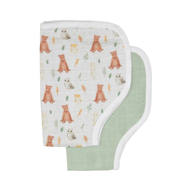 All 4 Ella Burp Cloth 2 Pack Forest Friends
