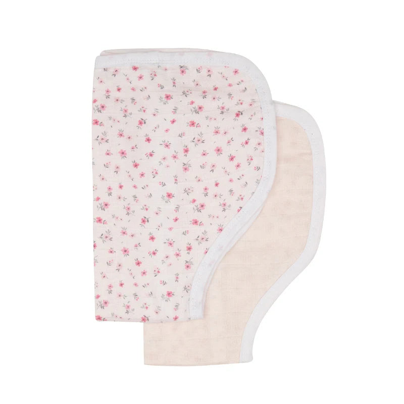 All 4 Ella Burp Cloth 2 Pack Pink Petals