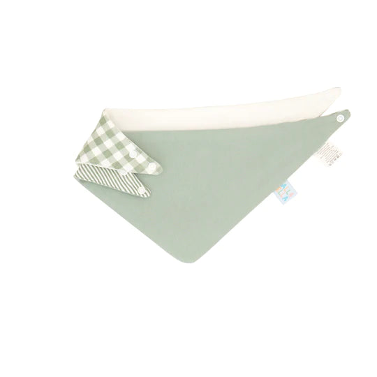 All 4 Ella Bandana Bib Gingham Sage 2 pack