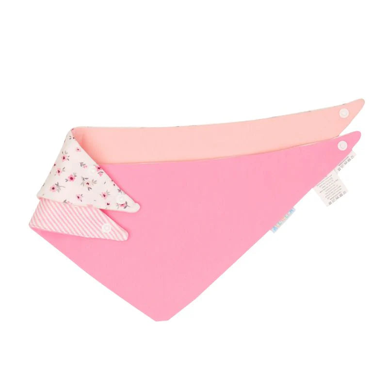 All 4 Ella Bandana Bibs 2 Pack Reversible Pink Petals