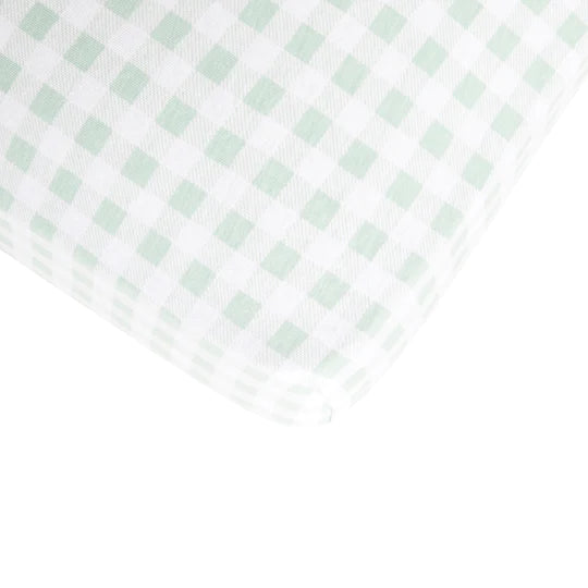 All 4 Ella Jersey Fitted Cot Sheet Gingham Sage