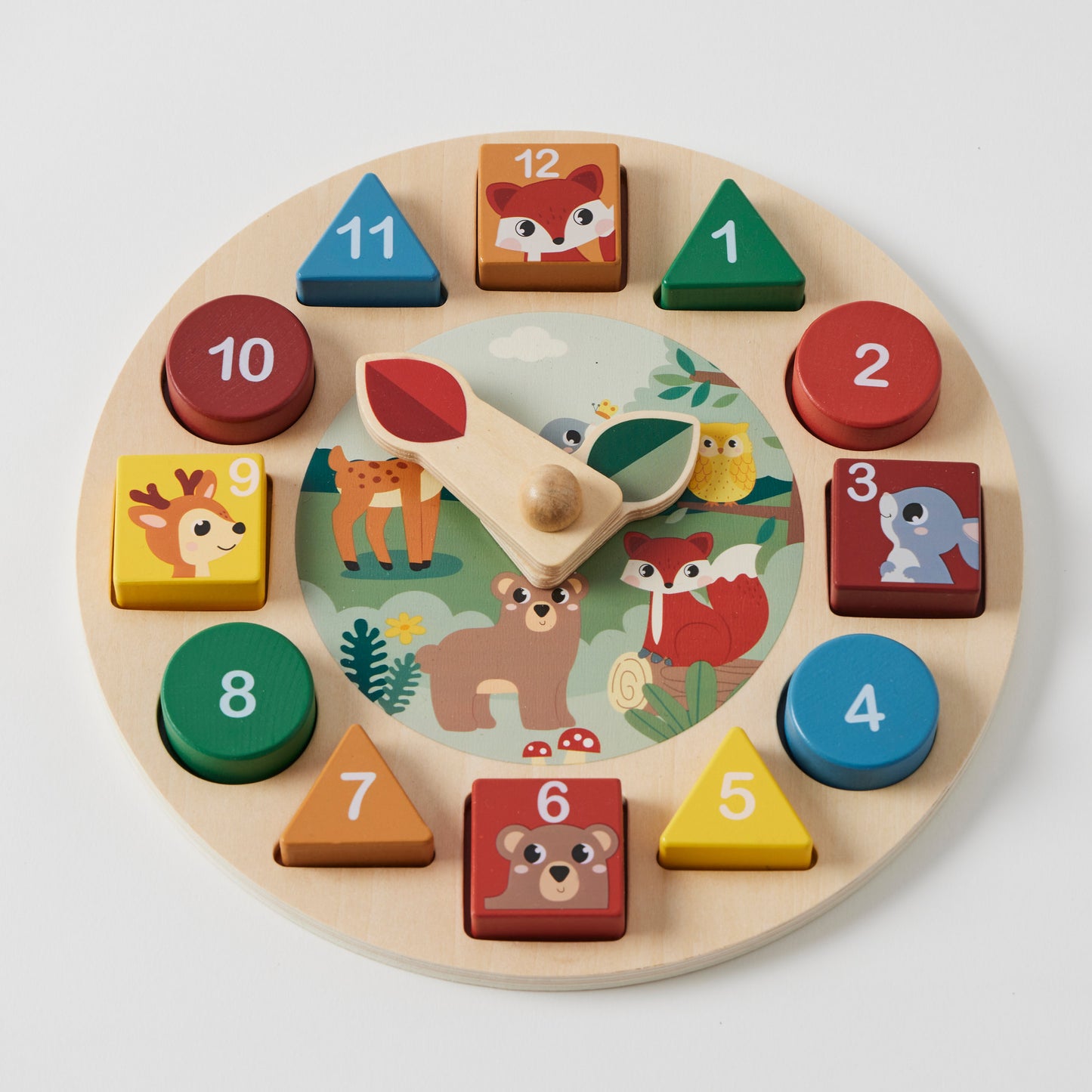 Wooden Clock Number & Shape Sorter