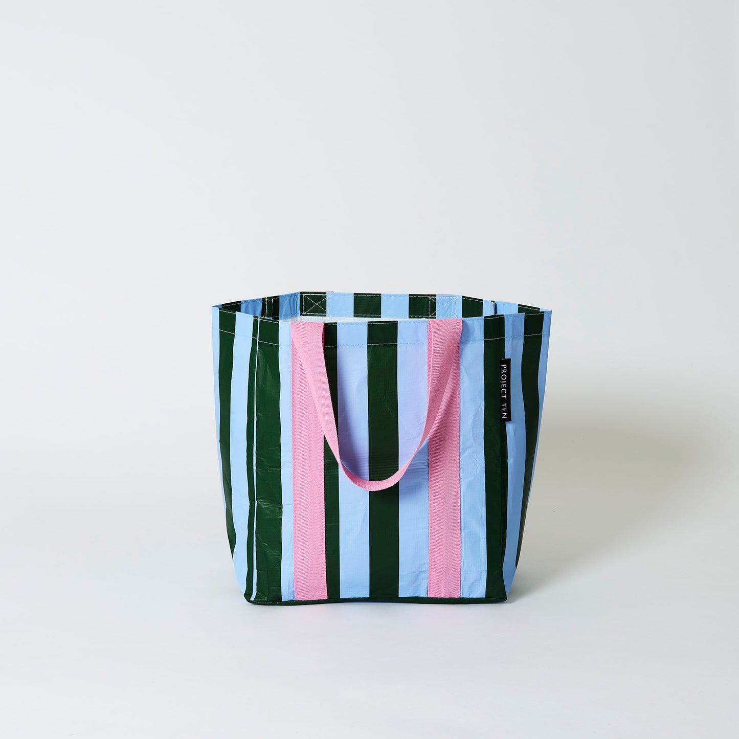 Project Ten Green and Blue Stripe Shopper Tote