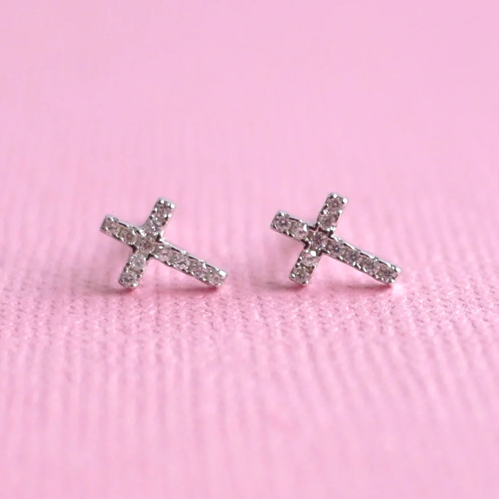 Lauren Hinkley Petite Fleur Diamante Cross Earings