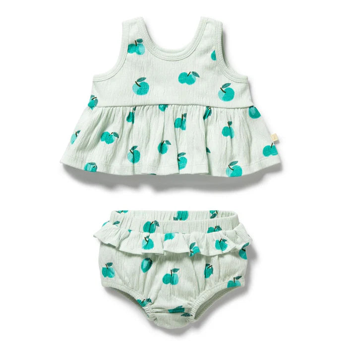 Wilson & Frenchy Apple Papple Organic Ruffle 2 Piece Set