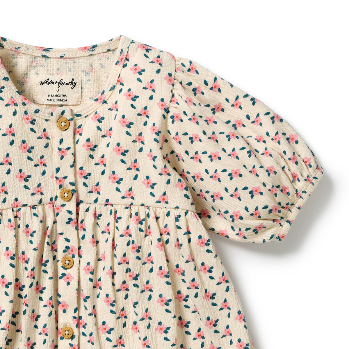 Wilson & Frenchy Little Blossom Organic Crinkle Button Dress