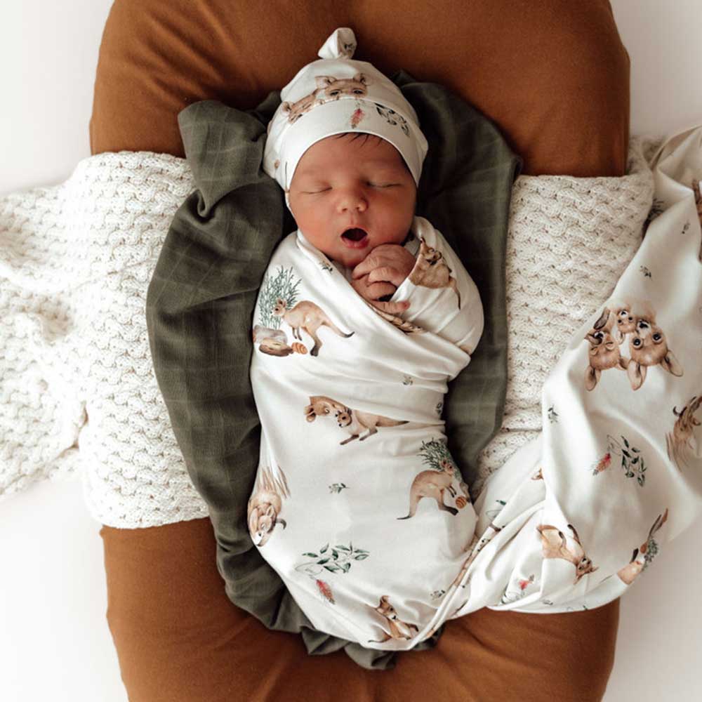 Snuggle Hunny Kanga Organic Jersey Wrap and Beanie Set