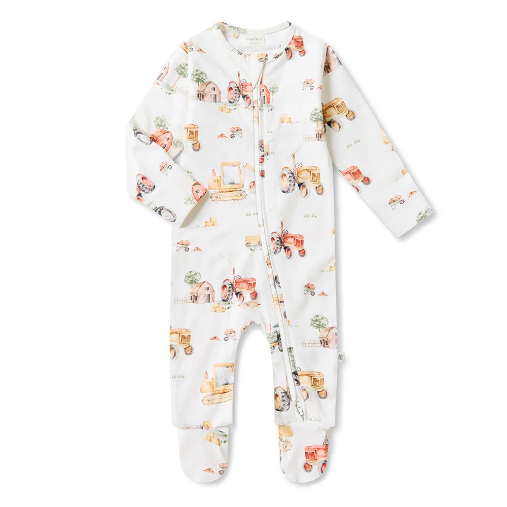 Snuggle Hunny Diggers & Tractors Organic Snuggle Sleepsuit