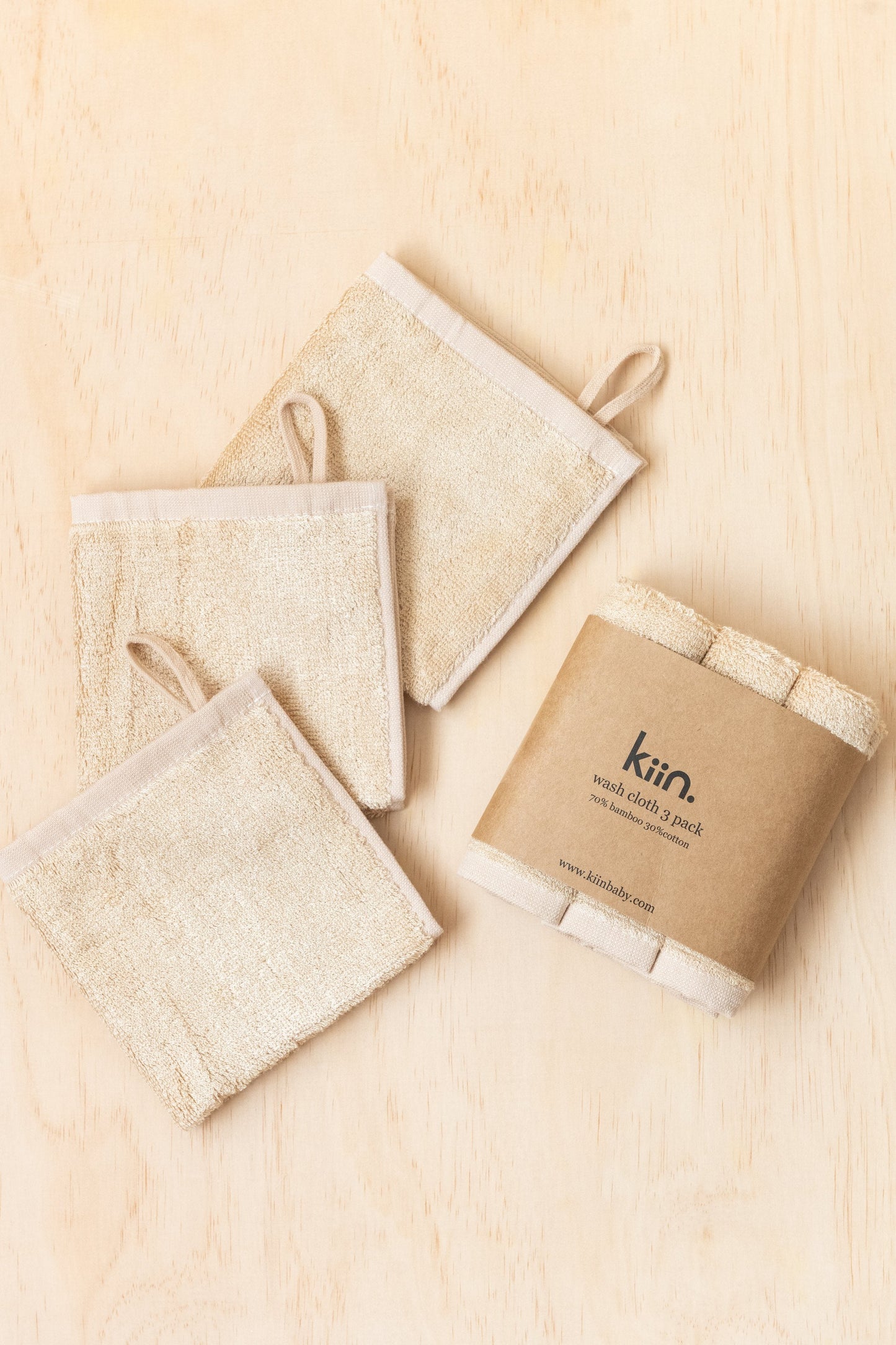 Kiin Wash Cloth 3 pack Oat