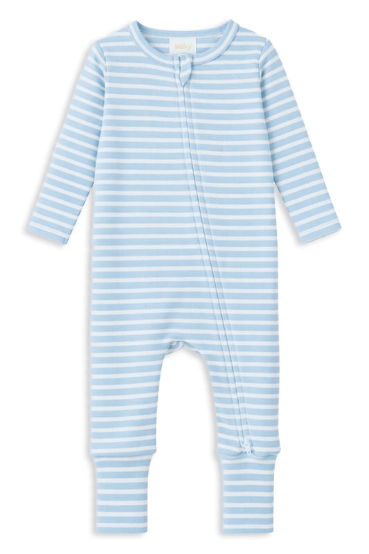 Milky Mist Stripe Zip Romper