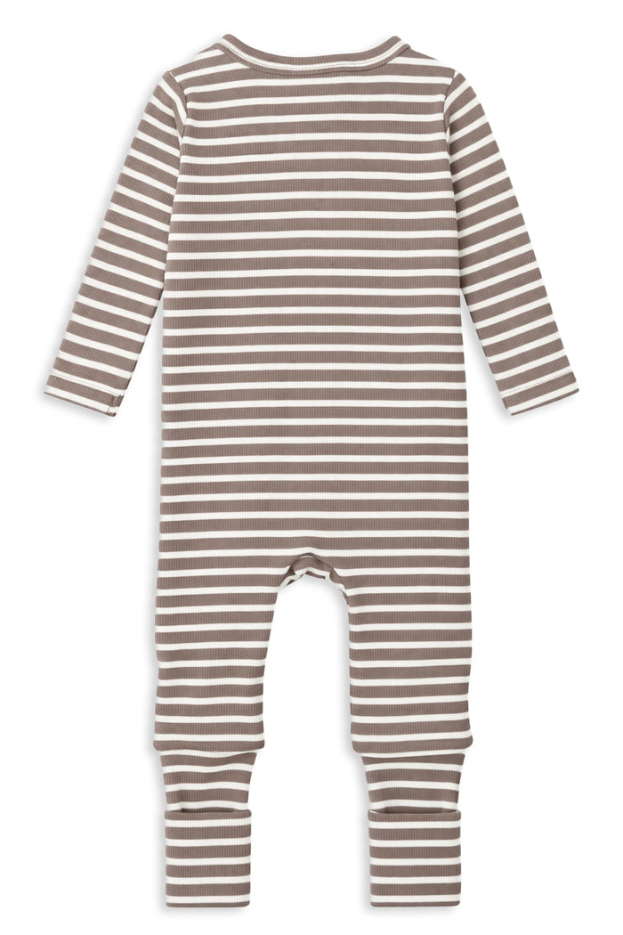 Milky Latte Stripe Zip Romper