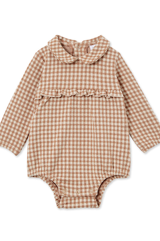 Milky Kids Check Collared Playsuit