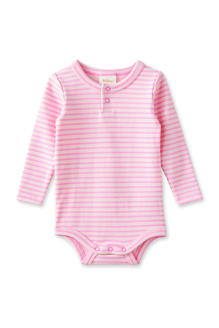 Milky Tickled Pink Stripe Bubbysuit