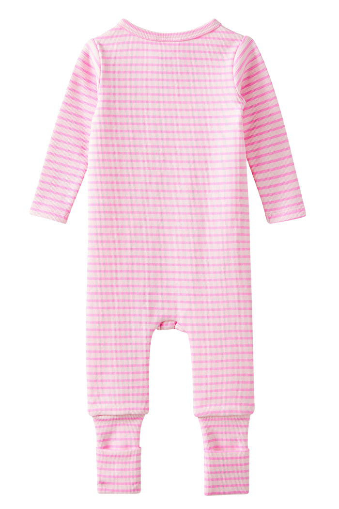 Milky Tickled Pink Stripe Zip Romper