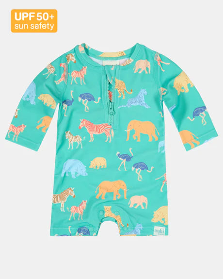Toshi Swim Onesie Long Sleeve Splash Congo Seagrass