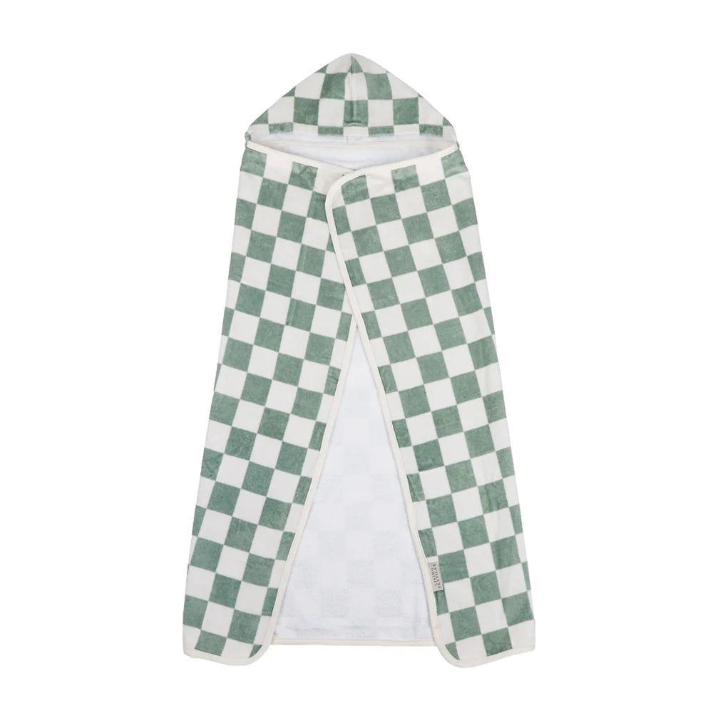 Living Textiles Baby Hooded Towel Checkered Olive