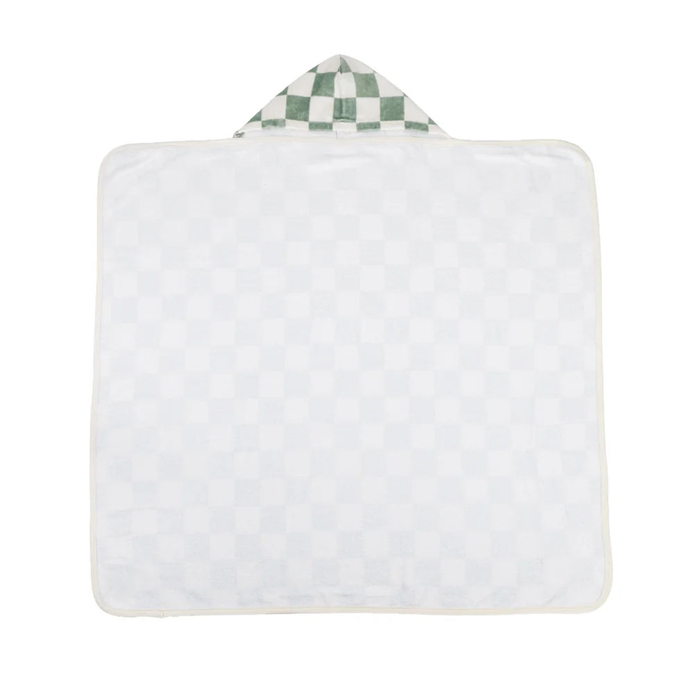 Living Textiles Baby Hooded Towel Checkered Olive