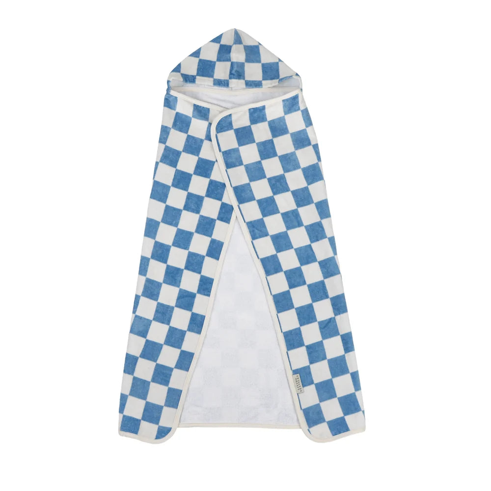 Living Textiles Baby Hooded Towel Checkered Blue