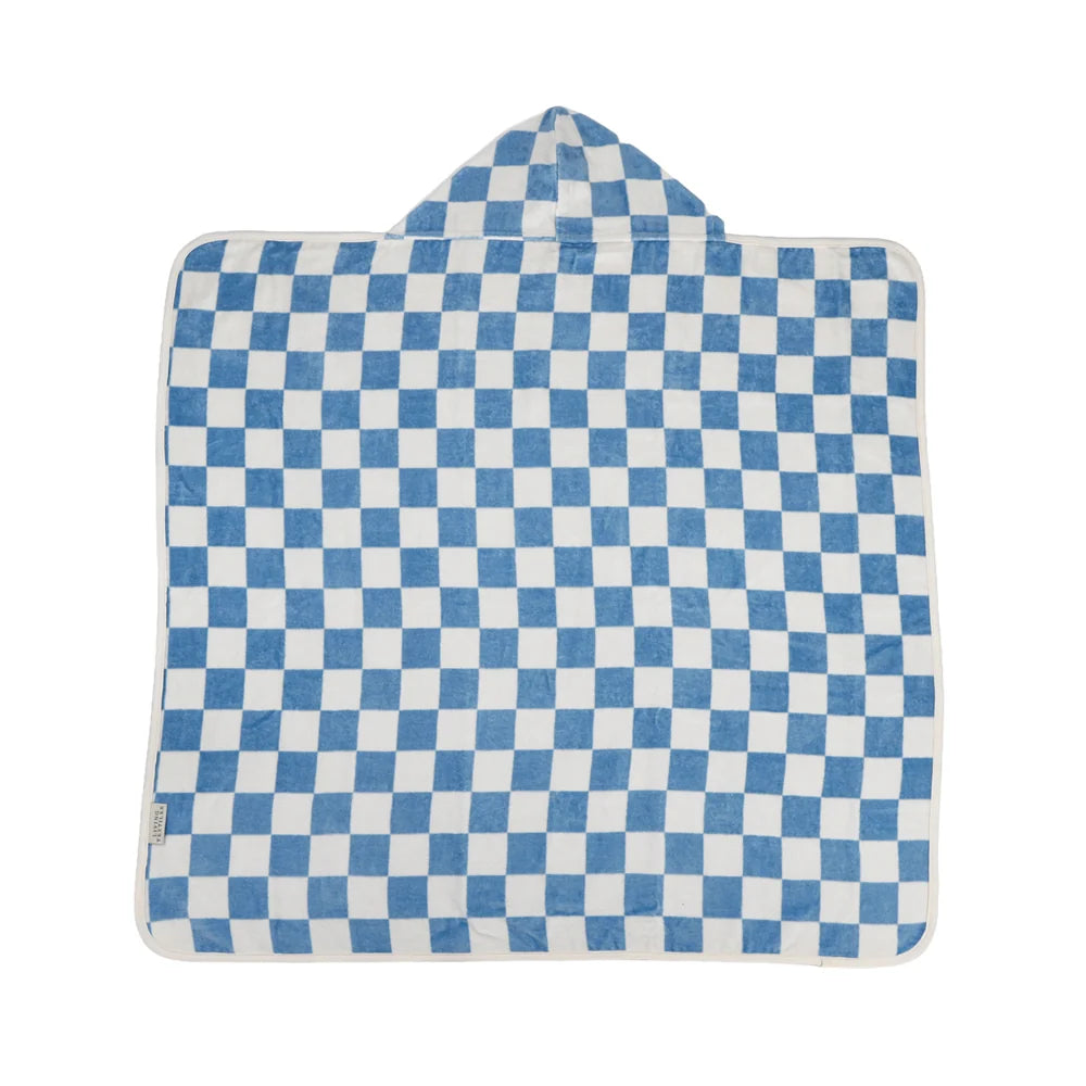 Living Textiles Baby Hooded Towel Checkered Blue