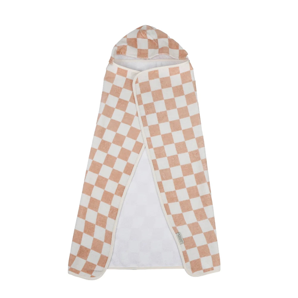 Living Textiles Baby Hooded Towel Checkered Blush
