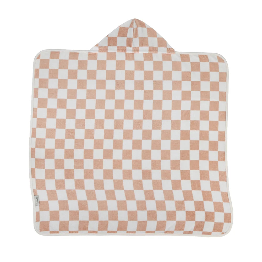 Living Textiles Baby Hooded Towel Checkered Blush