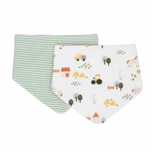 All 4 Ella Bandana Bib 2 Pack Reversible Country Farm