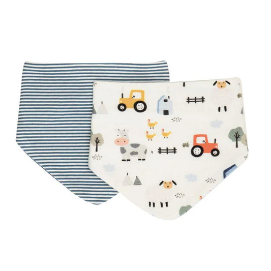 All 4 Ella Bandana Bib 2 Pack Reversible Barnyard