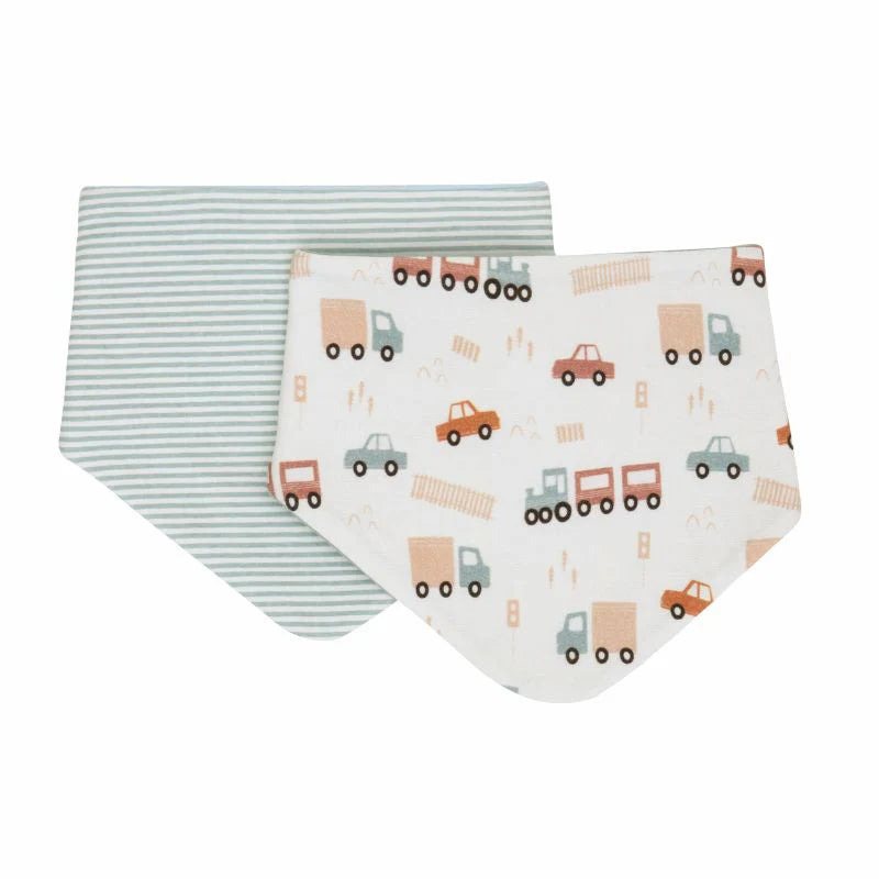 All 4 Ella Bandana Bibs 2 Pack Blue Trucks