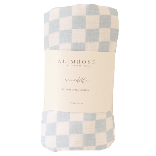 Alimrose Muslin Swaddle Blue Check