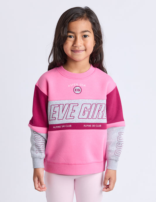 Eve Girl Alpine Panelled Crew Pink