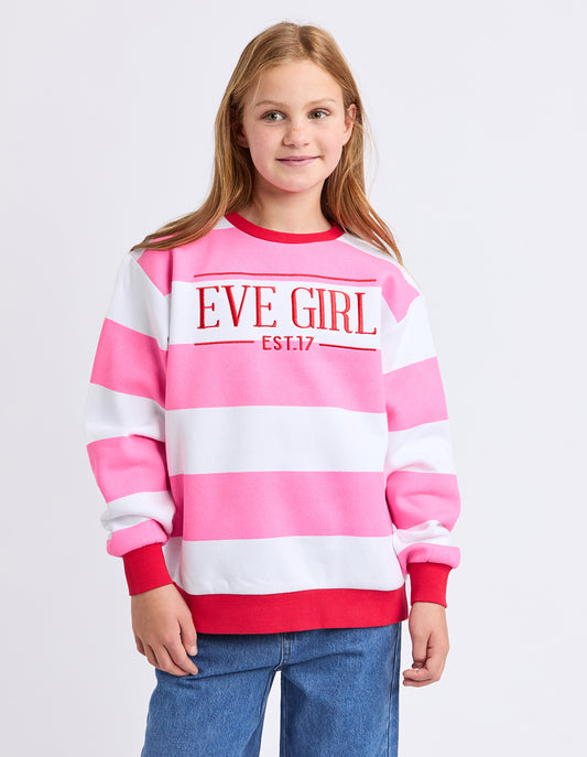 Eve Girl Contrast Stripe Crew Pink
