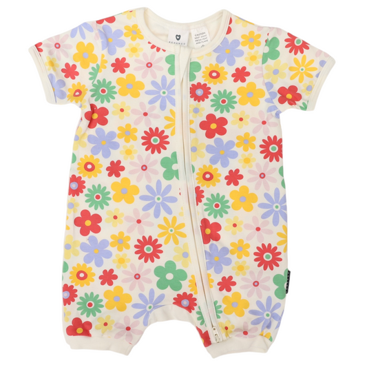 Korango Flower Print Zip Romper Cream