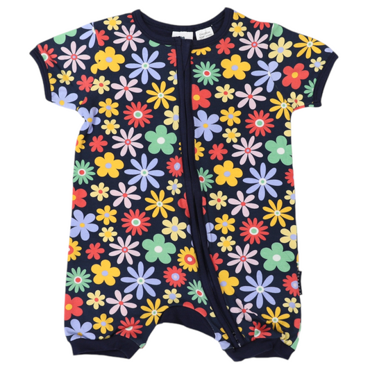 Korango Flower Print Zip Romper Navy