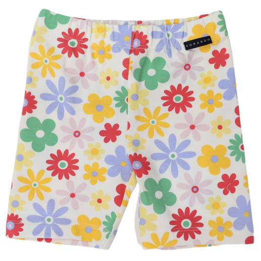 Korango Flower Print Cotton Bike Short Cream