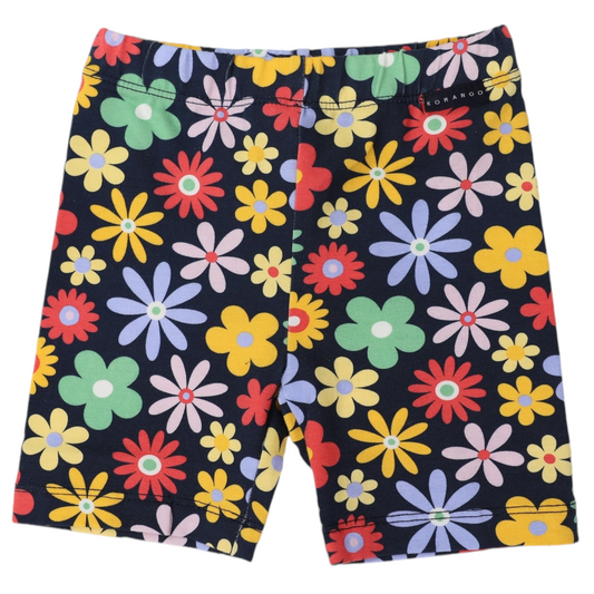 Korango Flower Print Cotton Bike Short Navy