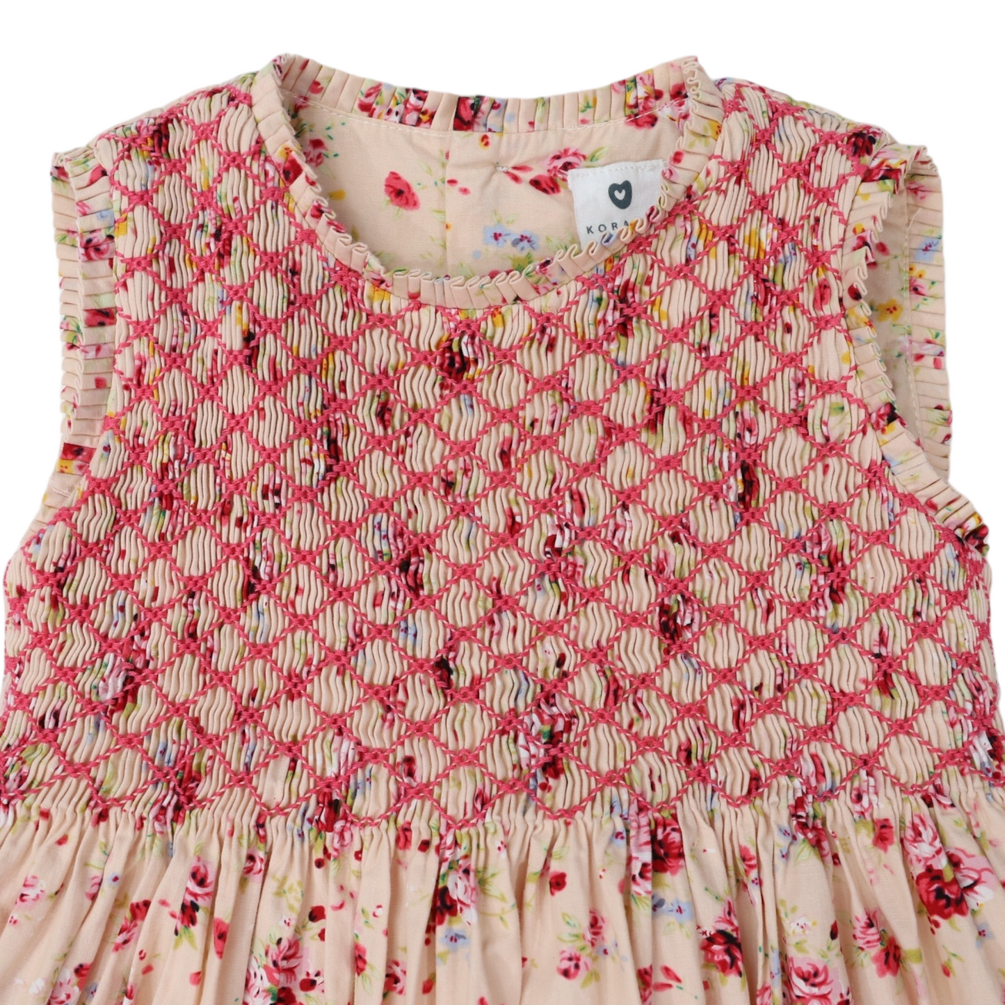 Korango Smocked Floral Dress Beige