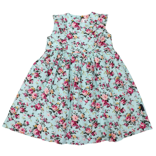 Korango Floral Frill Dress Aqua