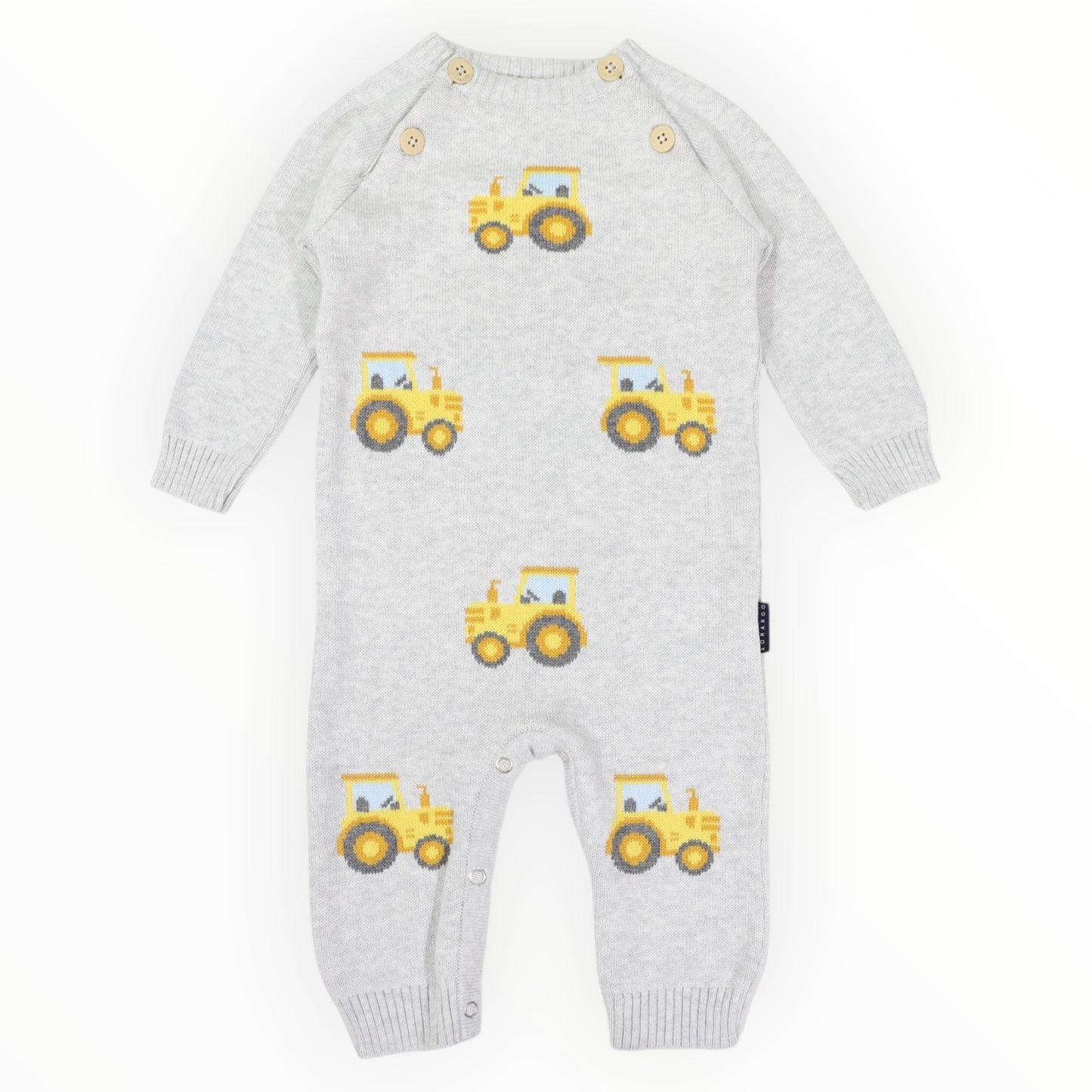 Korango Tractor Knit Romper Grey Marle