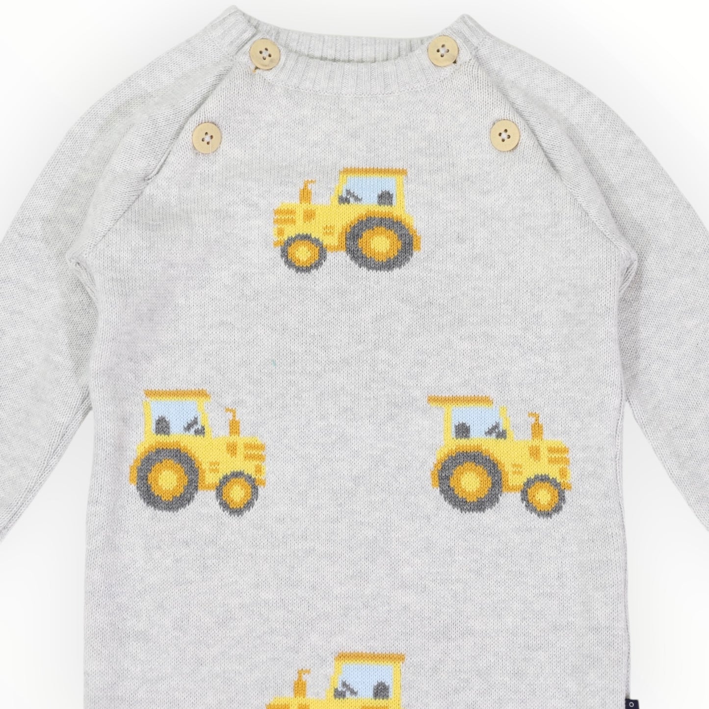 Korango Tractor Knit Romper Grey Marle