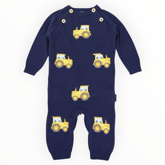 Korango Tractor Knit Romper Navy