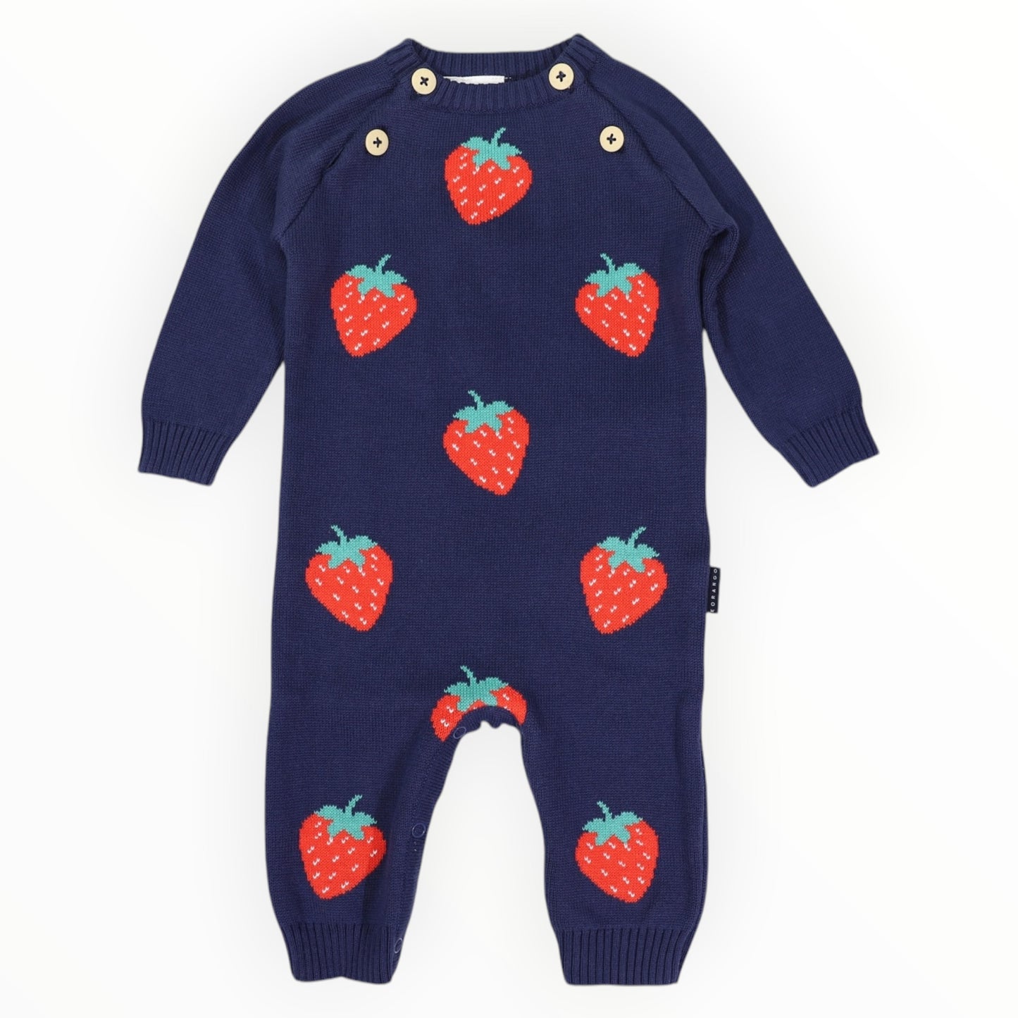 Korango Strawberry Knit Romper Navy
