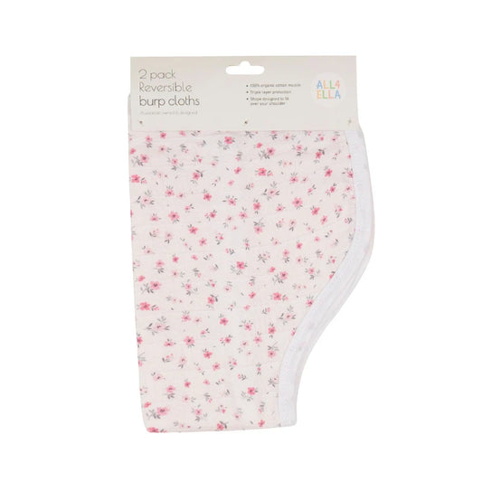 All 4 Ella Burp Cloth 2 Pack Pink Petals