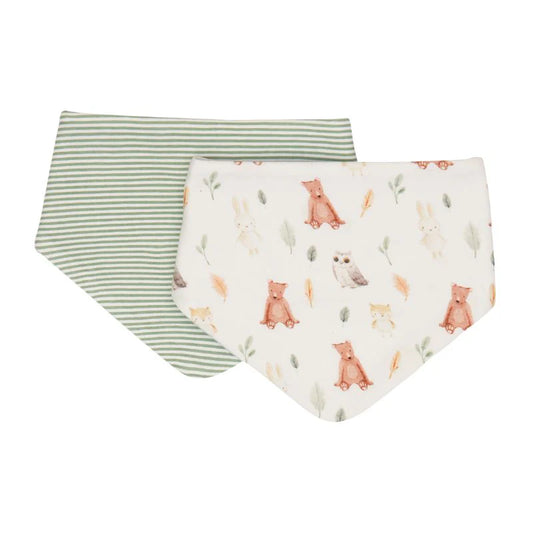 All 4 Ella Bandana Bibs 2 Pack Reversible Forest Friends