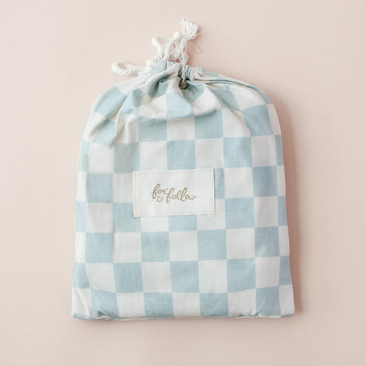 Fox & Fallow Sage Check Organic Fitted Cot Sheet