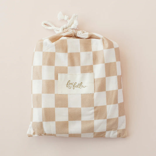 Fox & Fallow Caramel Check Organic Fitted Cot Sheet